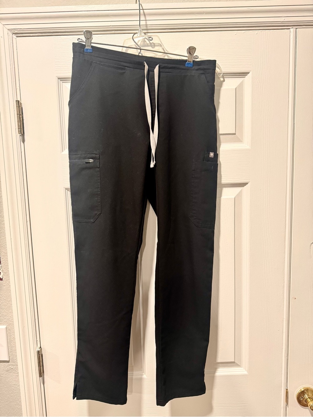 Figs Men's Black Jogger Cargo Pants with White Drawstring